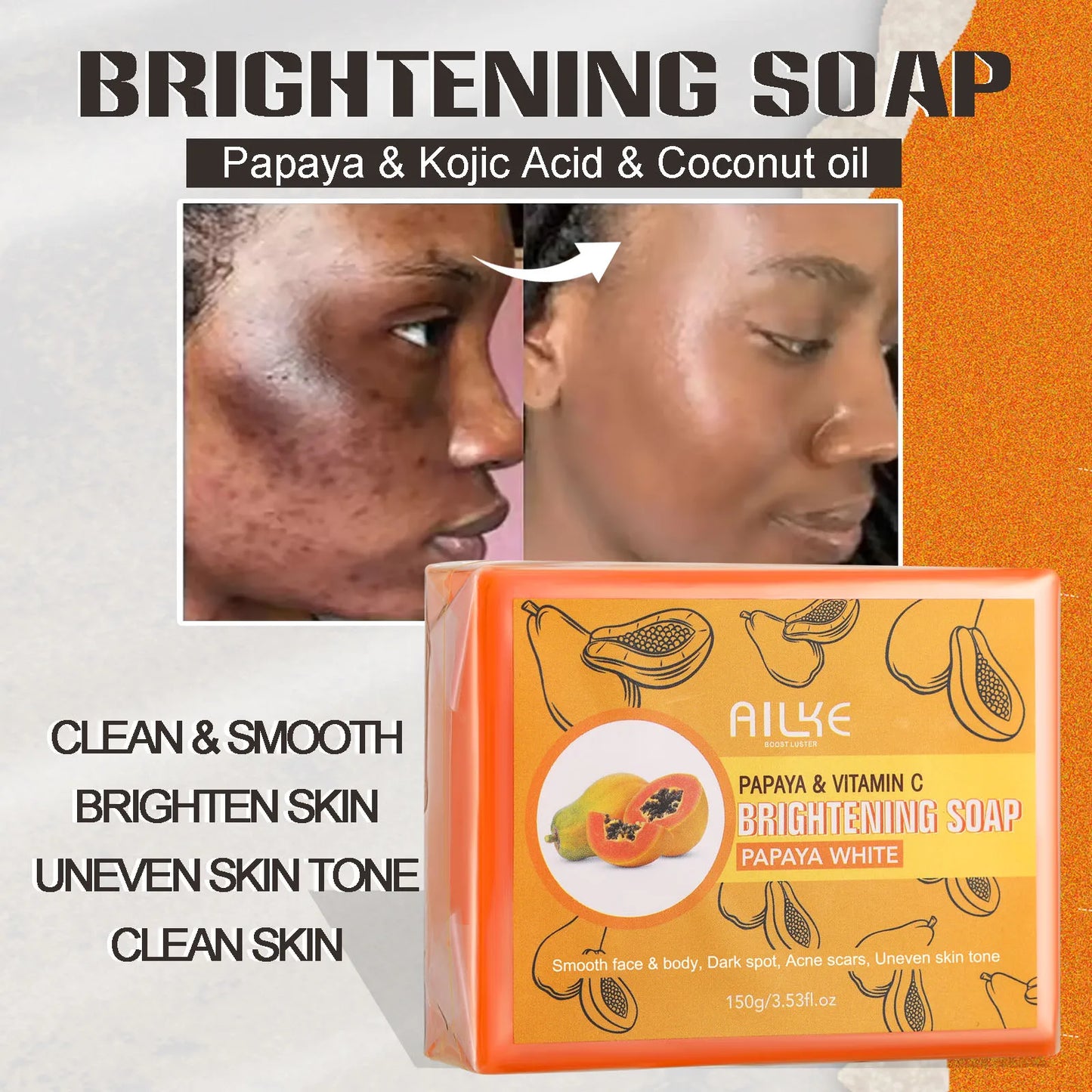 Papaya Kojic Brightening Soap – 150g