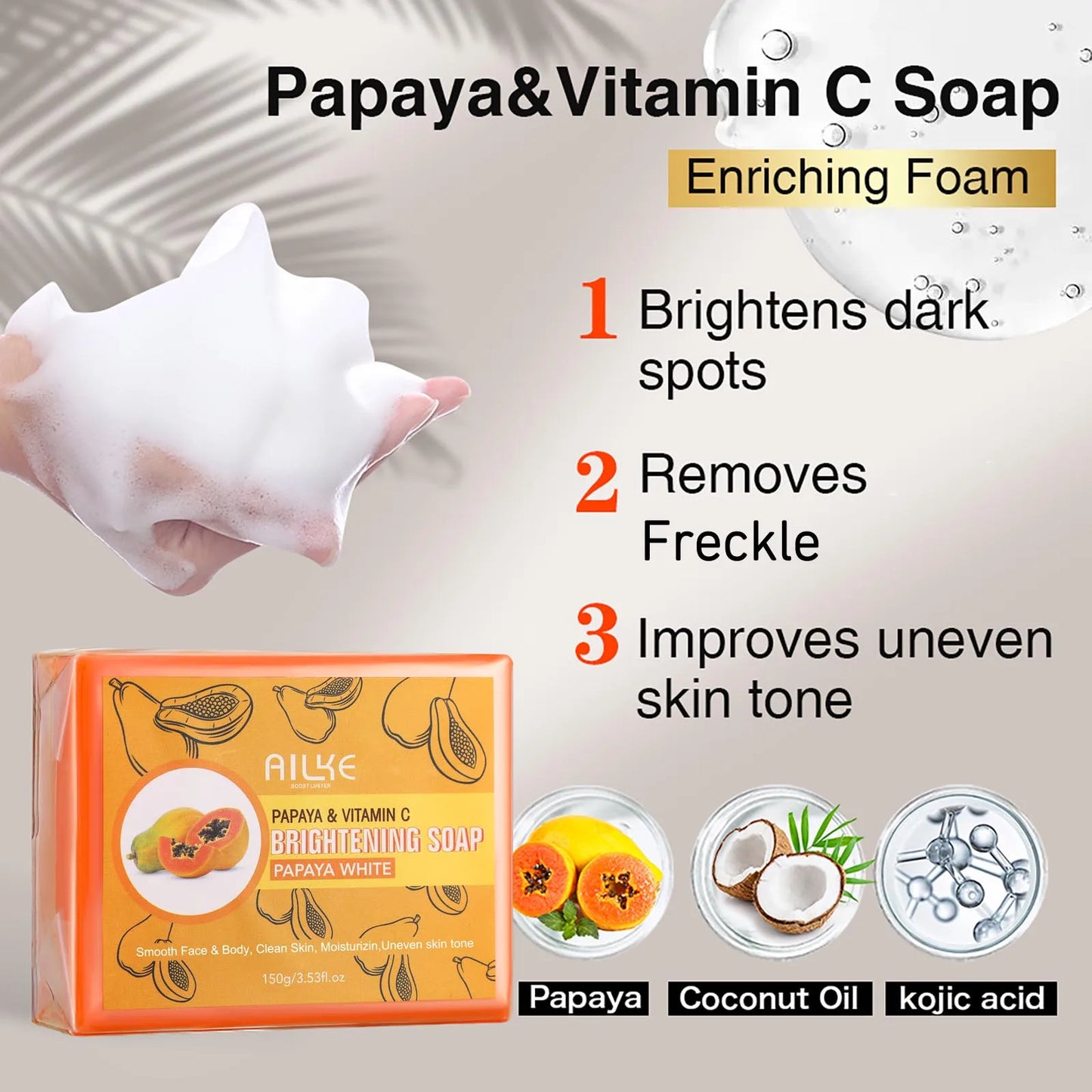 Papaya Kojic Brightening Soap – 150g